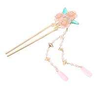 TOPBATHY Horquilla China Cabello Borla Larga Colgante, Palillo de Moño para Cabello Largo, Color Rosa, Uso Diario y Bodas, Accesorio Tradicional Femenino Elegante