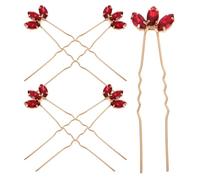 TOPBATHY Horquillas Pelo De Boda Cristales Rojos Imitacion 5 Piezas Forma De u Tamaño Grande Accesorios Para Mujer Peinados Fiesta y Evento