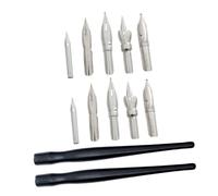 TOPBATHY Juego de 2 Sets de Plumas para Dibujo Mango de Plástico y Puntas Metálicas Kit de 12 Piezas para Caligrafía y Escritura Artística Adecuado para Estudiantes y Dibujo de Cómic