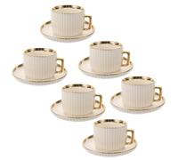TOPBATHY Juego de 6 Tazas de Café de Cerámica Platillos Resistentes al Calor para Amantes del Café en Celebraciones y Reuniones Casuales
