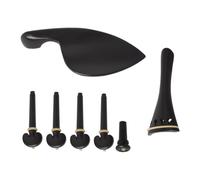 TOPBATHY Juego de Accesorios Profesionales para Violín de Madera Ébano Negro 4 Piezas Cordal Clavijas Mentonera y Alma Repuestos para Reparación y Ajuste de Violines Uso Musical