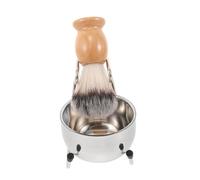 TOPBATHY Juego de Brocha de Afeitar y Cuenco Acero Inoxidable 2 Piezas Mango Ergonómico para Hombres Cuidado Facial Kit Completo Soporte Brochas Afeitado Baño