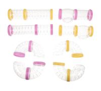 TOPBATHY Juguete Túnel Transparente para Hámster 2 Juegos Tubos Conectores en Colores Amarillo y Rosa, Kit de Extensión para Jaulas, Accesorio Interactivo para Roedores Pequeños