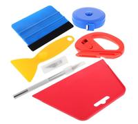 TOPBATHY Kit Completo Herramientas para Instalación de Láminas de Ventana de Coche con Rasqueta Trapezoidal Roja Cuchillo de Precisión Raspador Plástico Sellado y Cinta Métrica para Tintado