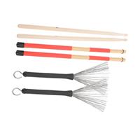 TOPBATHY Kit de Brochas para Batería con Alambre de Acero y Madera, Ligero y Equilibrado, Adecuado para Cafés y Bares, Incluye Bolsa, 1 Set para Principiantes y Estudiantes