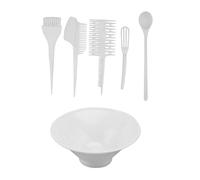 TOPBATHY Kit de Tinte Cabello Cuenco, Peine y Pincel de Plástico Blanco de 6 Piezas Práctico y Fácil de Usar para Salón Profesional o Teñido DIY
