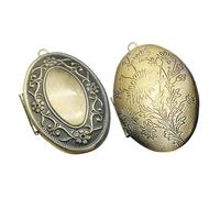 TOPBATHY Medallón de Foto Ovalado de Metal en Bronce Antiguo Colgante para Fotos DIY Set de 2 Piezas para Decoración Personalizada