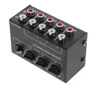 TOPBATHY Mezclador de Audio Pasivo Estéreo Portátil de Canales Mini Mezcladora sin Batería con Entradas Rca Control de Volumen Independiente Carcasa Resistente de Hierro y Abs para Dj y