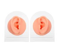 TOPBATHY Modelo de Orejas de Silicona Izquierda y Derecha con Soporte Acrílico, Kit de Práctica para Perforación y Exhibición de Joyas, Detalle Anatómico Realista para Enseñanza y Clínica,