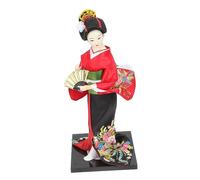TOPBATHY muñeca Kimono Chica Adornos de muñecas estatuilla de Pavo Real Sirena japoneses muñecos Madera Adorno de Escritorio de Estilo japonés decoración casera Japonesa Resina Rojo