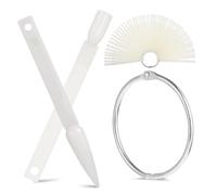 TOPBATHY Palitos para Uñas en Forma de Abanico Beige con Anillos de Metal, 200 Piezas para Práctica Fácil y Organización Adecuado para Manicuras de Gel y Principiantes