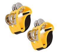 TOPBATHY Pandereta De Pie Doble Serie para Adultos, 2 Piezas, Color Amarillo, Instrumento De Percusión Rítmica, Accesorio Musical para Conciertos y Aprendizaje Educativo