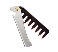 TOPBATHY Peine Cabello Plegable Acero Inoxidable Mango, Dientes Anchos, Masajeador Antiestático, Tamaño Portátil para Hombres, Cuidado del Cuero Cabelludo y Uso Diario