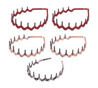 TOPBATHY Peine de Dientes de Tiburón y Color Aleatorio en Plástico Varios estilos y Chiffon 5 Diademas Diseño de Leopardo Aro Ondulado Versátil para Lavar la Cara para Mujer y Hombre