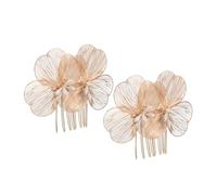 TOPBATHY Peine Decorativo Dorado de Aleación de Zinc Perlas Simuladas, Diseño Vintage Barroco en Forma de Flor para Bodas y Eventos Obsequios, Pack de 2 Piezas