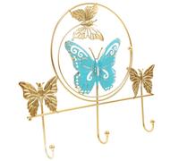 TOPBATHY Perchero de Hierro Dorado 3 Ganchos Decorativos con Diseño de Alas, Colgador de Pared para Llaves y Abrigos, Organizador Multifuncional para Entradas y Vestidores, Accesorio