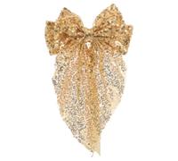 TOPBATHY Pinza Cabello Lazo Extragrande Dorado de Lentejuelas Accesorio Brillante para Mujer y Adolescente Horquilla Grande para Peinados Festivos y Uso Diario