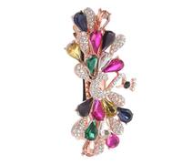 TOPBATHY Pinza para Pelo con Diseño de Pavo Real Adornos de Cristal y Diamantes de Imitación Pasador Francés Elegante y Resistente para Bodas Fiestas y Recogidos