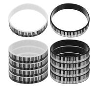 TOPBATHY Pulseras de Silicona Notas de Piano 12 Unidades 6 Negras 6 Pulseras Musicales para Fiestas Conciertos y Regalos para Amantes Música