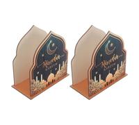 TOPBATHY Servilletero de Madera Rústico 2 Piezas para Mesas, Soporte para Papel de Seda y Servilletas de Cóctel, Organizador de Pañuelos para Cenas y Celebraciones Eid Mubarak,