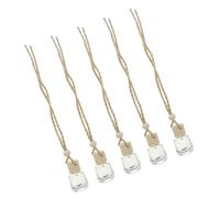 TOPBATHY Set de 5 Difusores de Coche Colgantes de Vidrio y Madera, Recipiente Pequeño para Perfume de 8 Ml Diseño Delicado y Excelente Acabado, Adecuado para Ambientar el Coche