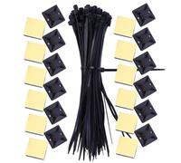 TOPBATHY Soportes Adhesivos para Bridas de Cables Bases Autoadhesivas Resistentes para Organización y Sujeción de Cables Hogar y Oficina de Negras con Bridas Gestión Flexible Herramientas
