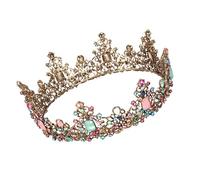 TOPBATHY Tiara de Mujer Retro Dorada de Aleación Ligera, Accesorio Elegante para Cumpleaños y Fiestas, Tocado Portátil Bodas y Madrinas