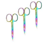 TOPBATHY Tijeras para Arreglar Cejas de Acero Inoxidable Juego de 3 Piezas Colorido Ligeras y Portátiles para Recortar Cejas Precisión Uso Diario