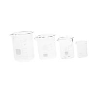 TOPBATHY Vasos de Precipitados Medidas Precisas para Laboratorio de Vidrio Juego de 4 y Construcción Estable, Capacidades de 10ml, 25ml, 50ml y 100ml para Clases de Ciencia