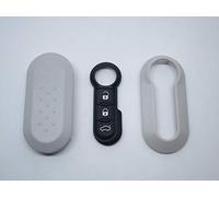 TOPBEST Carcasa para llave + botones de goma compatible con Fiat 500 Grande Punto Evo Bravo Panda 500L Lancia Y Ypsilon Musa Delta carcasa gris + vídeo tutorial explicativo para el montaje