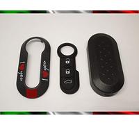 TopBest - Carcasa para llave con botones de goma para Fiat 500, Grande Punto, Evo, Bravo, Panda, 500L, Lancia Ypsilon, Musa, Delta, color negro, compatible con coche, 4 botones, I Love You Ti Amo