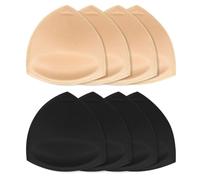 TopBine Almohadillas de brasier para mujer, copas deportivas extraíbles, inserto de repuesto para bikini, Masaje triangular M (2 beige + 2 negro), A/B