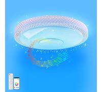 TOPBOS 30W Lampara Led Techo con Altavoz Bluetooth,RGB Plafon Led de Techo Regulable con Control Remoto y APP, Lamparas de Techo Music para Baño Dormitorio Sala de Esta