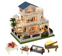 TOPBSFARNY Casa de muñecas de madera en miniatura estilo europeo, villa, kit de casa de muñecas DIY, edificio en 3D, modelo de creatividad, regalos para amigos y padres