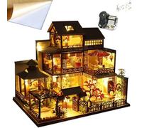 TOPBSFARNY DIY Villa japonesa escena modelo arquitectónico modelo arquitectónico flores de cerezo jardín juguete casa de música casa de música kit con protección contra el polvo 3D casa de muñecas