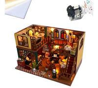 TOPBSFARNY Kit de casa de muñecas en miniatura, casa de muñecas de madera con muebles y luz LED, rompecabezas vintage de construcción de modelo de loft para manualidades decorativas del hogar