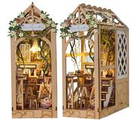 TOPBSFARNY Kit de casa en miniatura, kit de rincón de libro de flores con luz LED para adultos, estantería de libros, decoración de escritorio, modelo de construcción para mujeres, regalo de