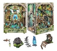 TOPBSFARNY Kit de casa en miniatura, kit de rincón de libros con cubierta antipolvo e interruptor de luces táctiles, rompecabezas de madera 3D para adultos, kit de construcción de casas hecho a mano