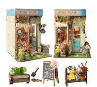 TOPBSFARNY Kit de casa en miniatura, kit de rincón de libros con interruptor de luces táctiles, rompecabezas de madera 3D para adultos, kit de construcción de casas hecho a mano, regalos para
