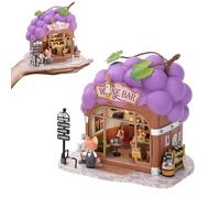 TOPBSFARNY Kit de casa en miniatura, rincón de libros con luz LED, rompecabezas 3D de madera en miniatura para adultos, decoración de estantería de muñecas para amigos y padres (forma de uva)