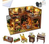 TOPBSFARNY Kit de construcción de casa de muñecas en miniatura, casa de loft vintage en miniatura con protección contra el polvo y movimiento musical, modelo de casa de madera, juego de Navidad