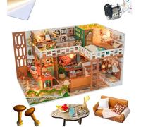 TOPBSFARNY Kit de construcción de casa en miniatura con cubierta antipolvo para casa de muñecas, kit de construcción de casa de muñecas, estantería modelo 3D, regalo para amigos y padres