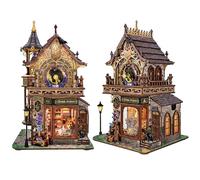 TOPBSFARNY Kit de rincón de libro con luz LED, rompecabezas en miniatura 3D de madera con temática de reloj vintage, rincón decorativo para adultos y adolescentes