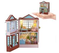 TOPBSFARNY Kit de rincón de libro de casa de muñecas, sujetalibros de madera 3D con luz LED, decoración de estantería en miniatura para adultos y adolescentes