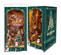 TOPBSFARNY Kit de rincón de libros de bricolaje, decoración de estantería de casa de muñecas, rompecabezas de madera 3D con LED, regalo de cumpleaños, Halloween, Navidad, decoración del hogar para