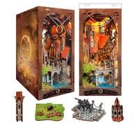 TOPBSFARNY Kit de rincón de libros de bricolaje, decoración de estantería para casa de muñecas, rompecabezas 3D con LED, regalo de cumpleaños, Halloween y Navidad