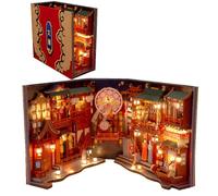 TOPBSFARNY Kit de rincón de libros de bricolaje, estante de rincón de libros, rompecabezas de madera 3D, kit en miniatura con muebles, rincón de libros creativo adecuado para colección y decoración