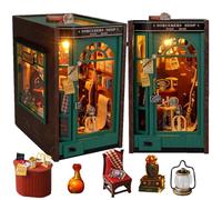 TOPBSFARNY Kit de rincón de libros, rompecabezas de madera 3D DIY kit de casa en miniatura con LED para decoración de estantería, manualidades, pasatiempos, regalos para adultos (notas mágicas)