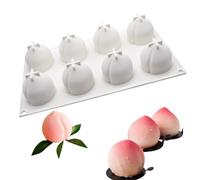 TOPBSFARNY Molde de silicona 3D de melocotón, 8 cavidades de grado alimenticio, antiadherente, para mousse, chocolate, pudín, gelatina, jabón, fabricación de velas