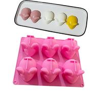 TOPBSFARNY Molde de silicona con forma de ratón 3D de 6 cavidades, moldes de silicona antiadherente para hornear pasteles de mousse, chocolate, dulces, pudín, gelatina, jabón, fabricación de velas